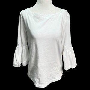 Banana Republic White Top Bell Sleeve Couture Tee Cotton S